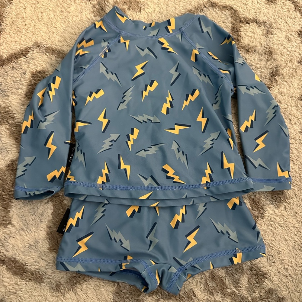Dot Australia Swim Trunks & Rashguard Set NWOT
